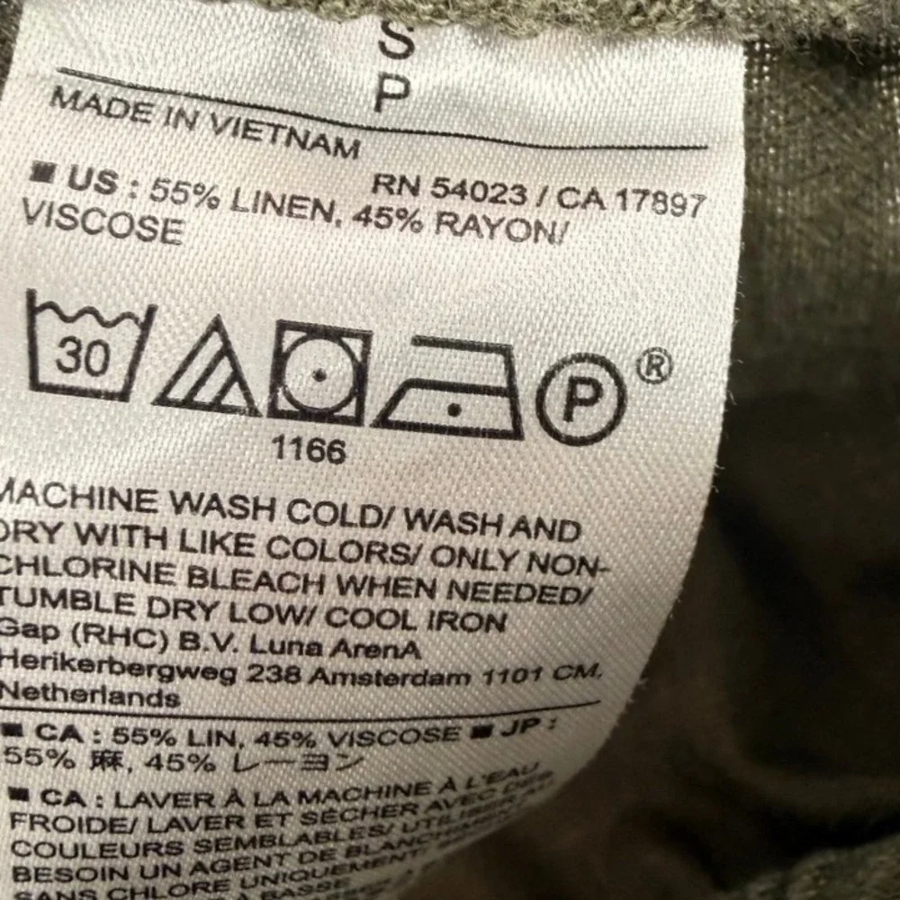 Banana Republic Womens Olive Green Linen Blend Wide Leg‎ Crop Natural Fiber S